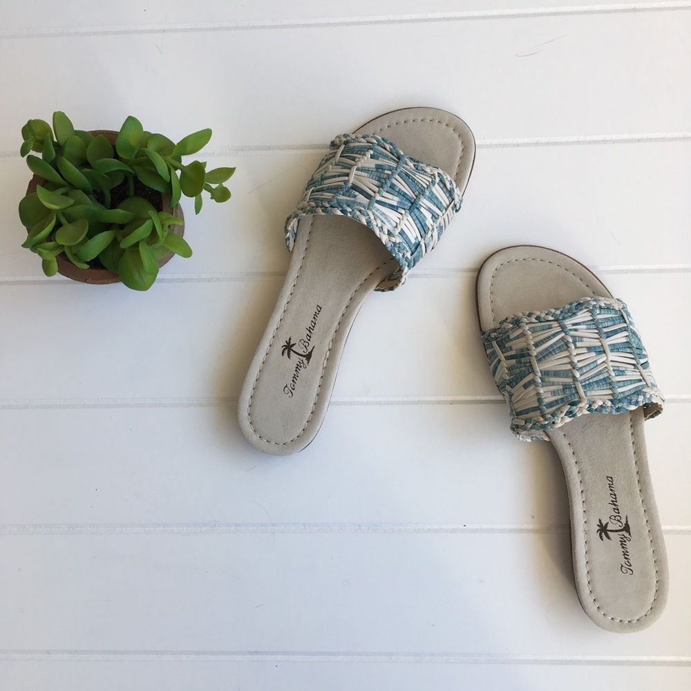Tommy Bahama New in Box Poolside Fiesta Slip on Sandals Braided Leather Gradient